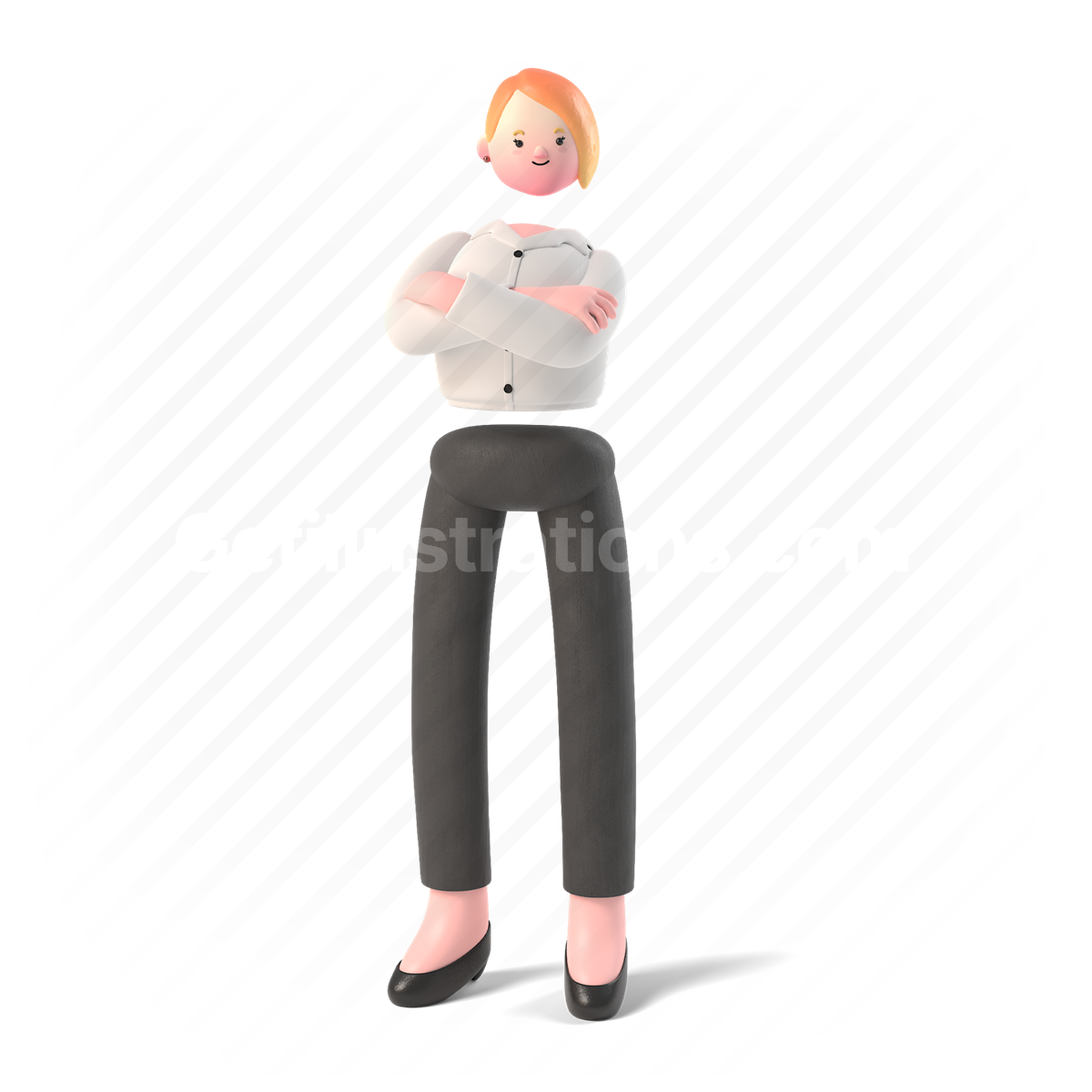 3d, people, person, woman, arms crossed, work, uniform, suit
